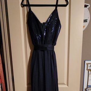Vera Wang Navy Sequin/Chiffon Formal Gown